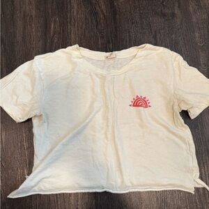 Billabong Cream Crop Top with Pink Sun Design